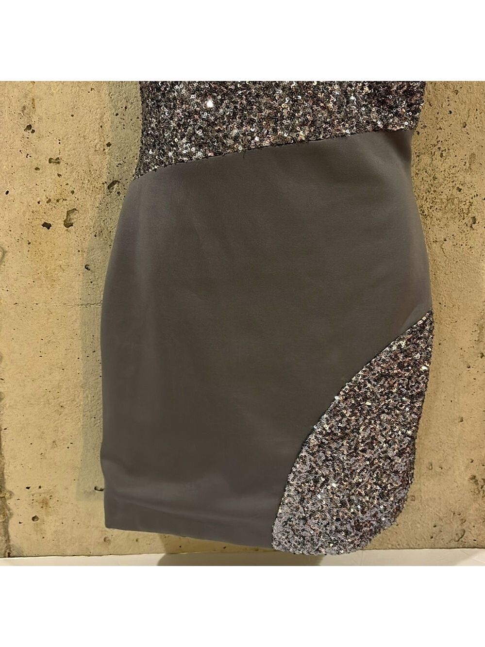 Arden B Exclusive Silver Sequin and Satin Mini Party Dress - Size M - Picture 3 of 10